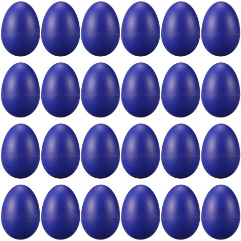 24 Pcs Dark blue Egg Shakers – Plastic Easter Egg Instruments Percussion Maracas Egg for Adult Early Education Toys for Learning DIY Painting (Dark blue)