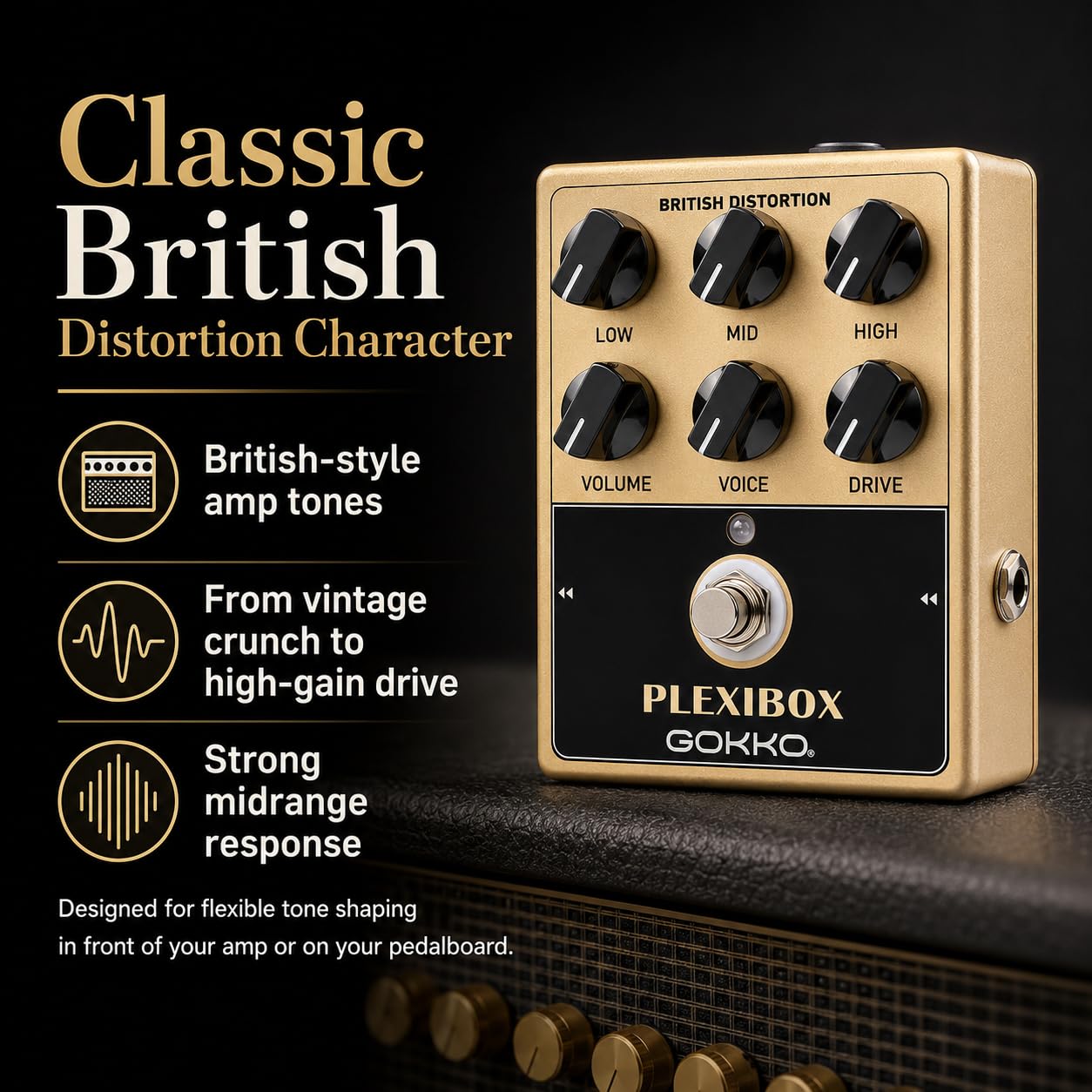 GOKKO GK-36 PLEXIBOX British Amp Simulator Overdrive Pedal