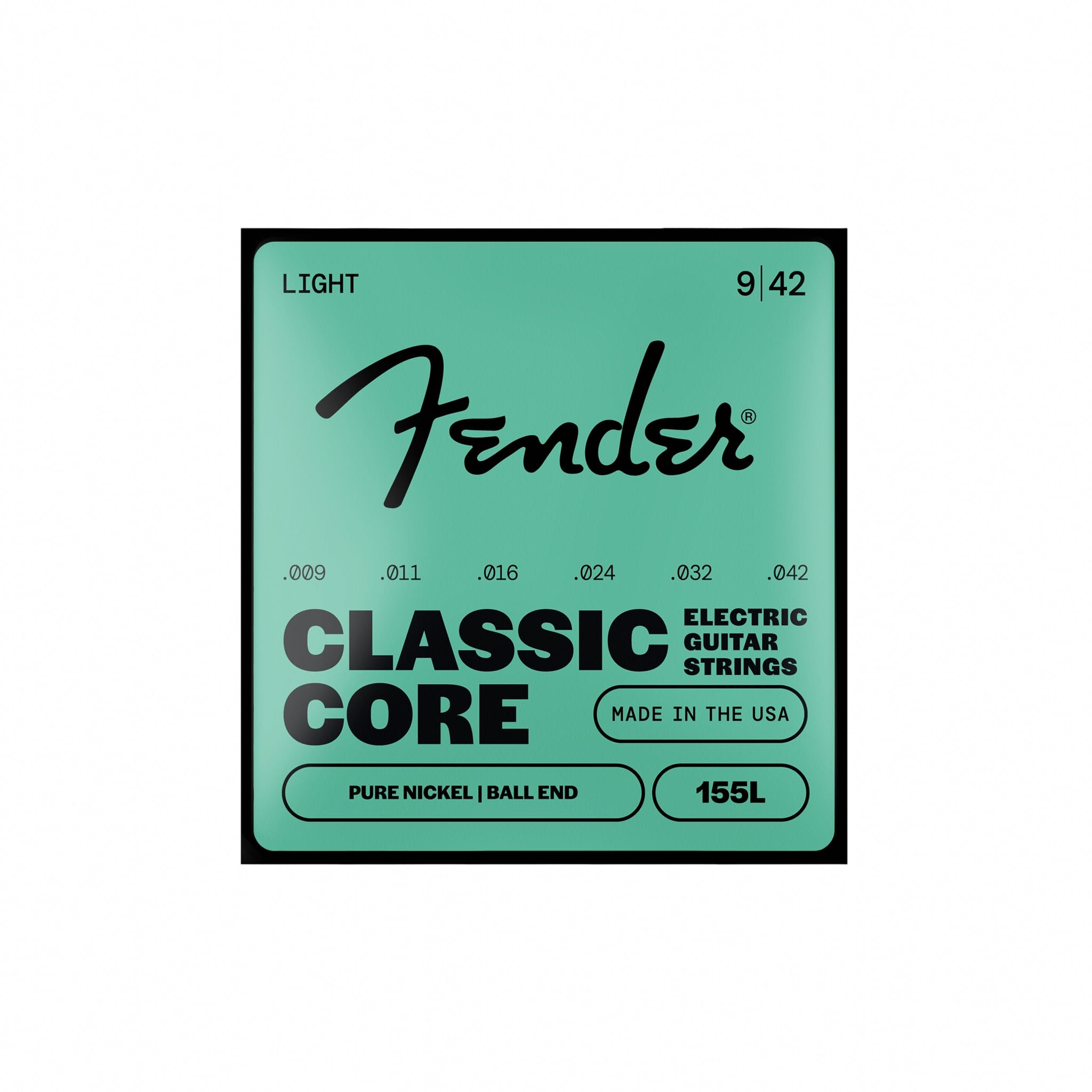 Fender Classic Core Electric Guitar Strings, Vintage Nickel, Ball End, 155L .009-.042
