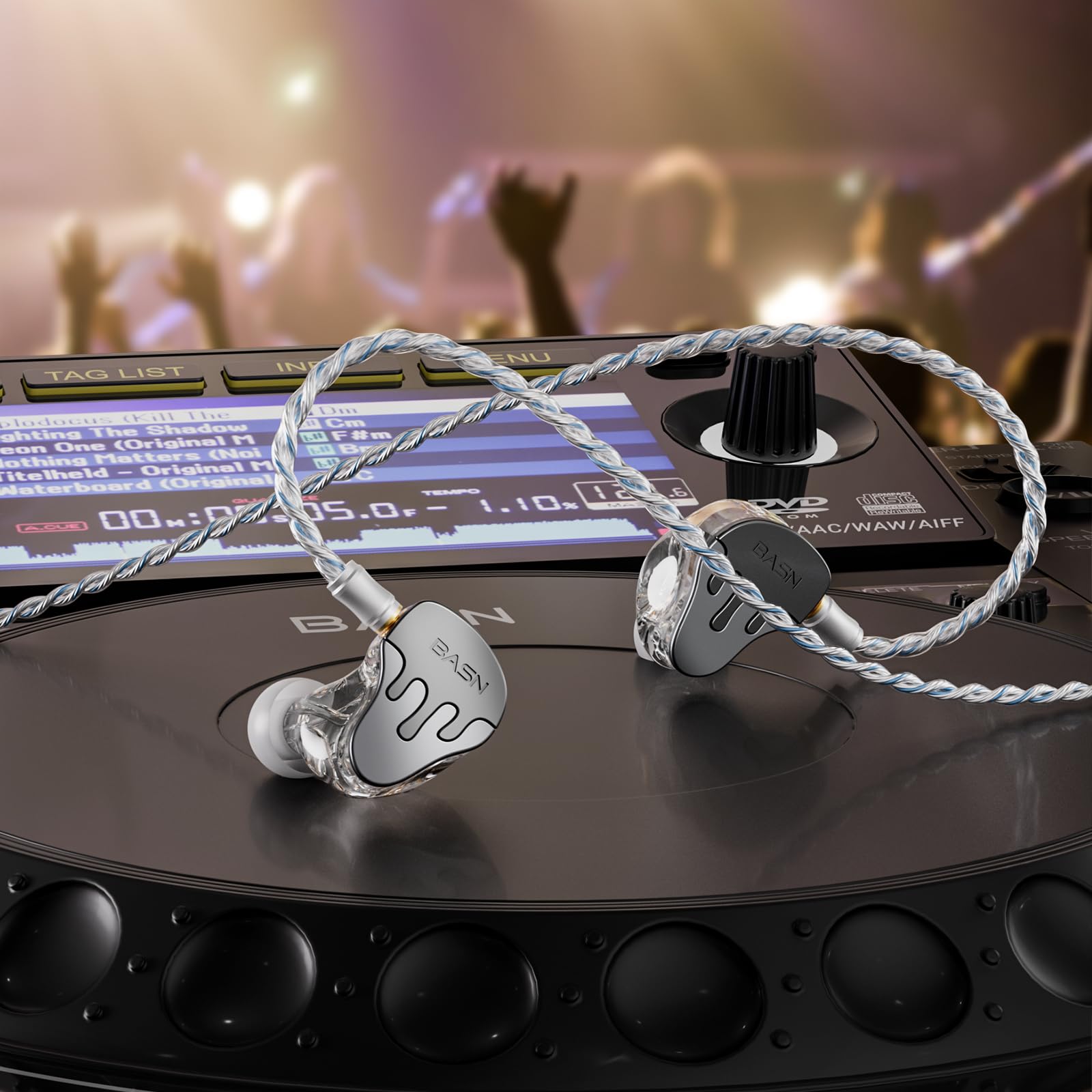 BASN BmasterX 6-Driver In Ear Monitor Headphones for Musicians, Black-Gray