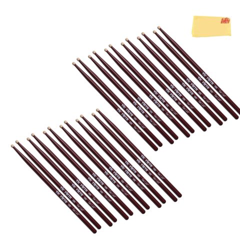 Vic Firth Signature Series Dave Weckl Drumsticks – 12-Pack Bundle with Austin Bazaar Polishing Cloth
