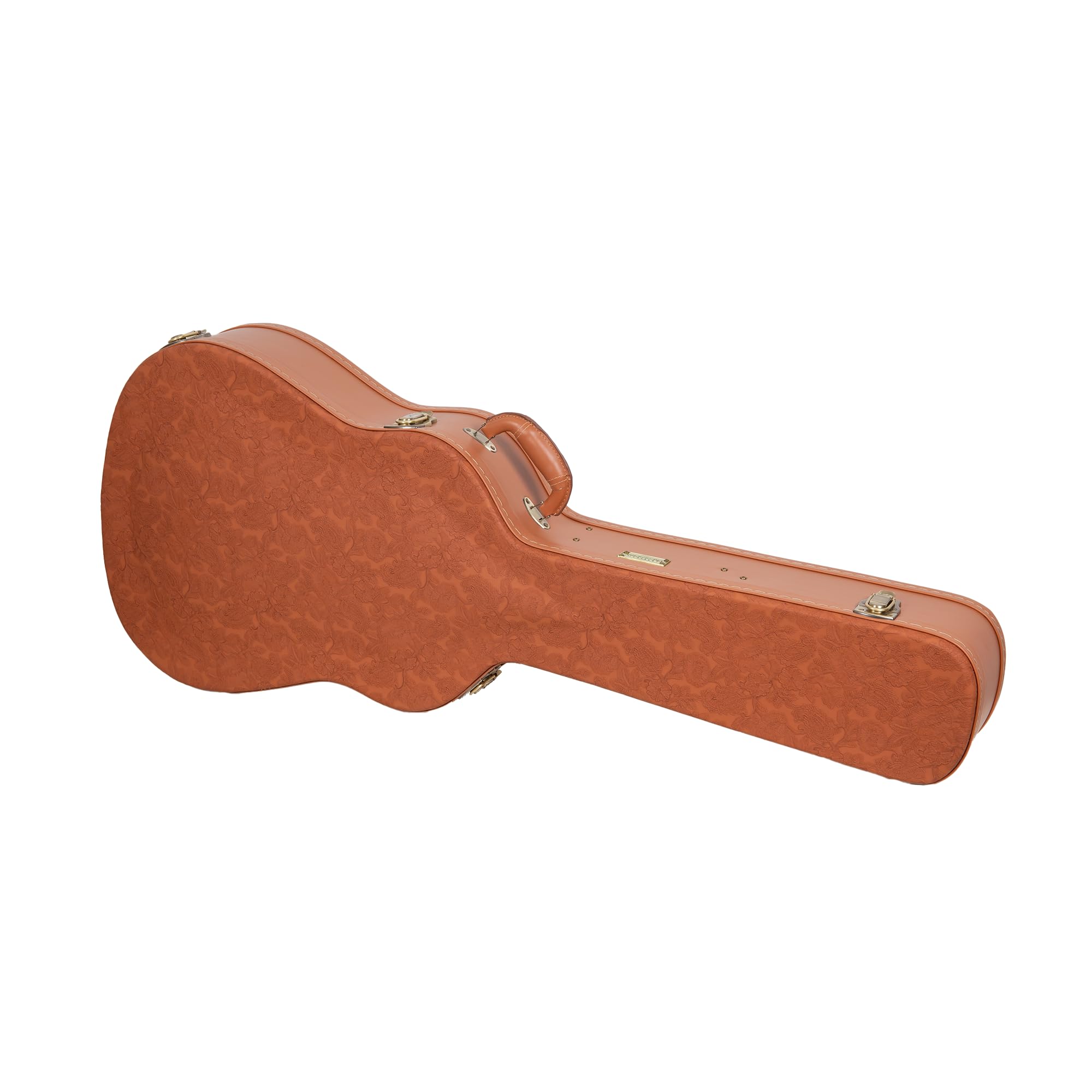 Crossrock Relief Series Dreadnought Guitar Case for Gibson J-45 / Martin D-Style | Carved Red Wood Finish, Ivory Plush Interior, Lock – Premium Wooden Hardshell