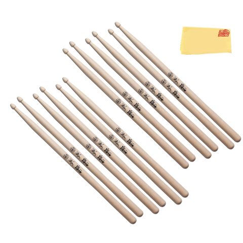 Vic Firth Signature Series Danny Carey Drumsticks – 6-Pack Bundle with Austin Bazaar Polishing Cloth