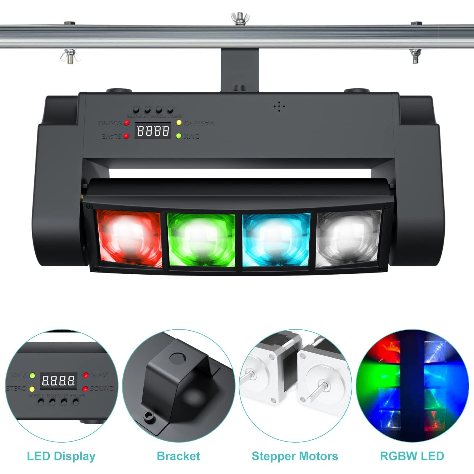Betopper 8x3W Spider Moving Head DJ Light,RGBW Stage Disco Light-1 Pack