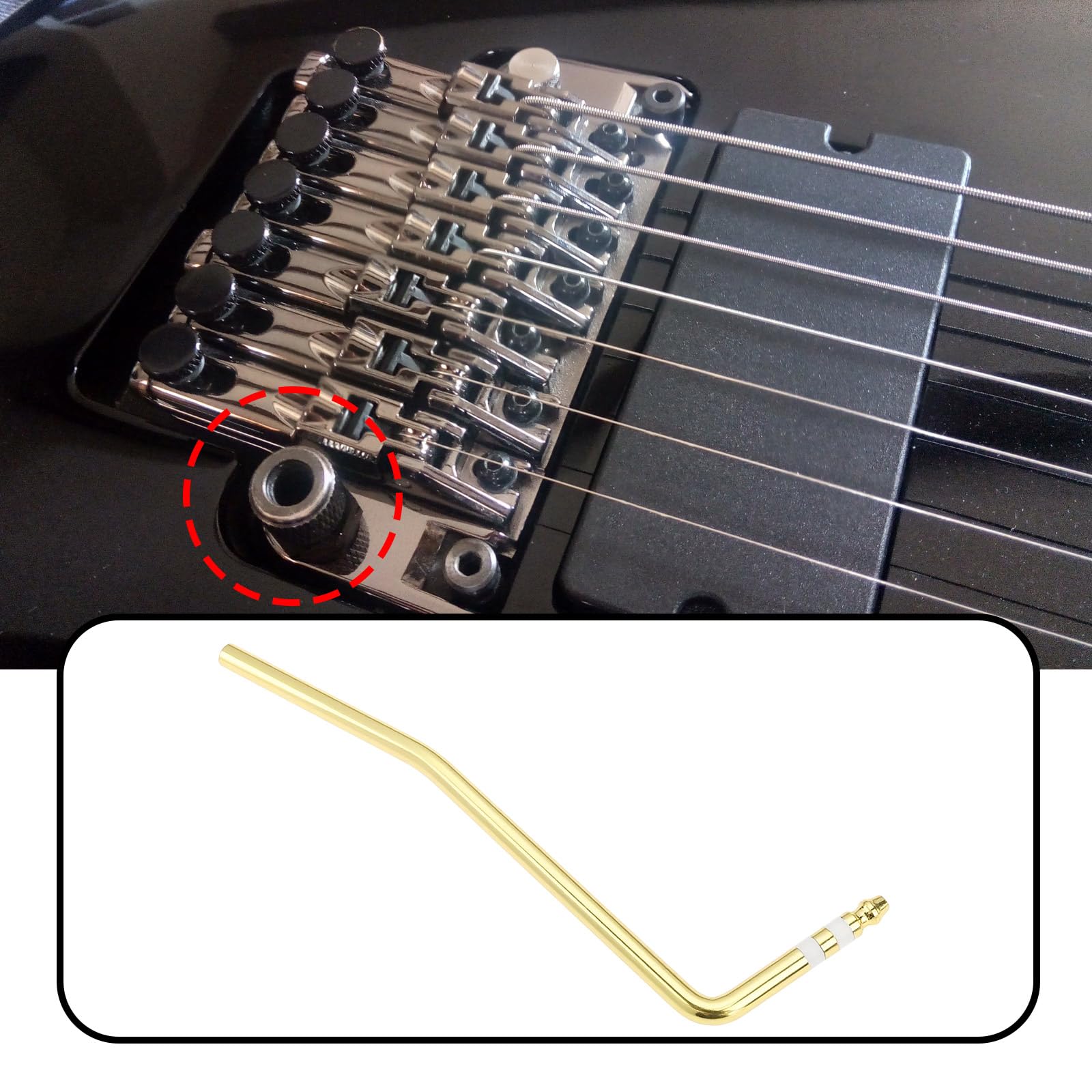 Briny River 2Pcs 6mm Guitar Tremolo Arm Compatible with Ibanez Edge Lo-Pro Compatible with Edge Pro Gold