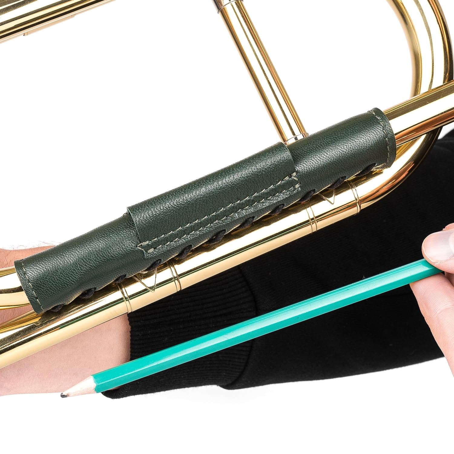 MG Leather Work Trombone Neck Guard Padded Genuine Leather Protection Trombone Neck Cover Wrap Moist Dirt Oil Protection Protective Neck Pad Accessories Green