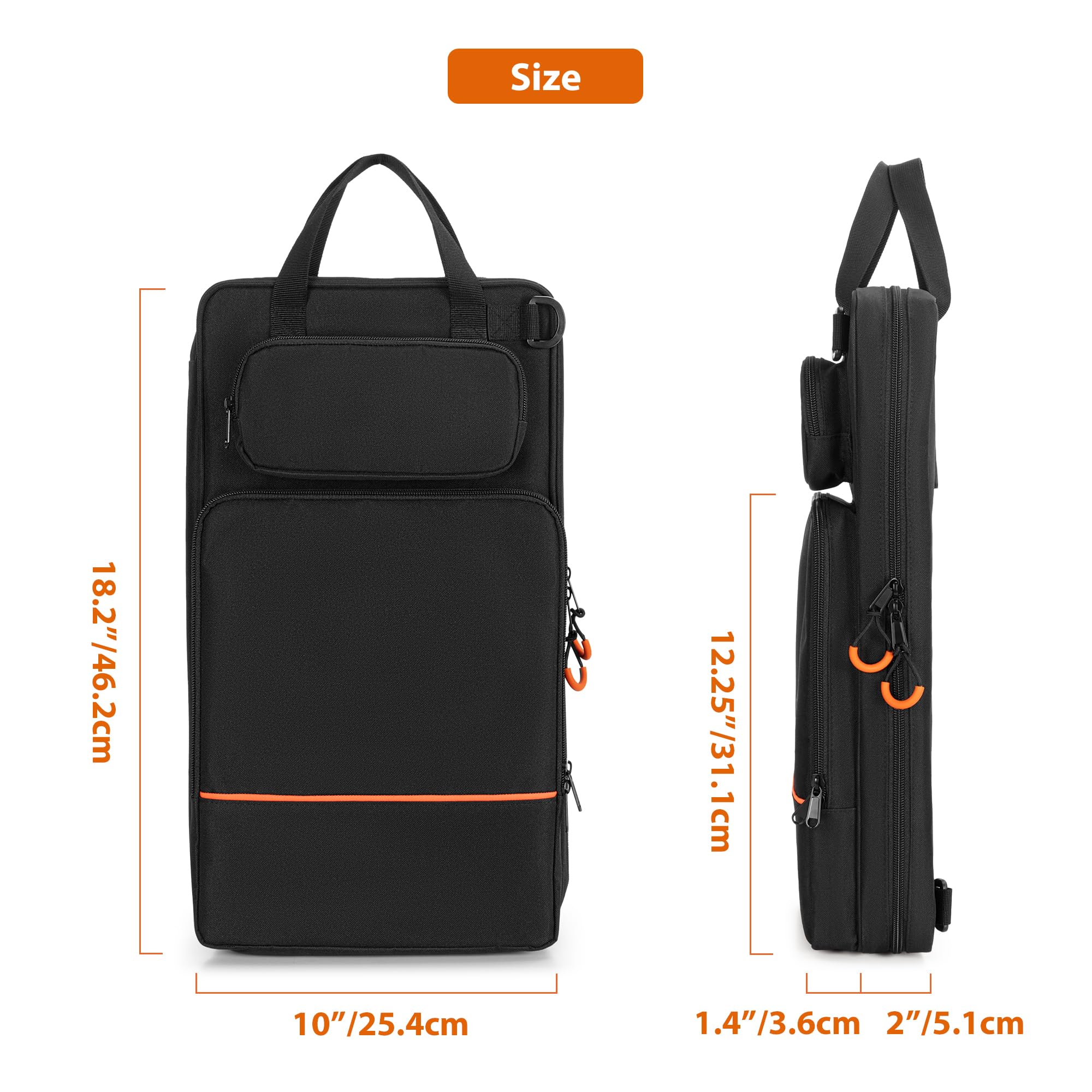 Damero Drum Sticks Bag with Hanging Hooks and Detachable Shoulder Strap