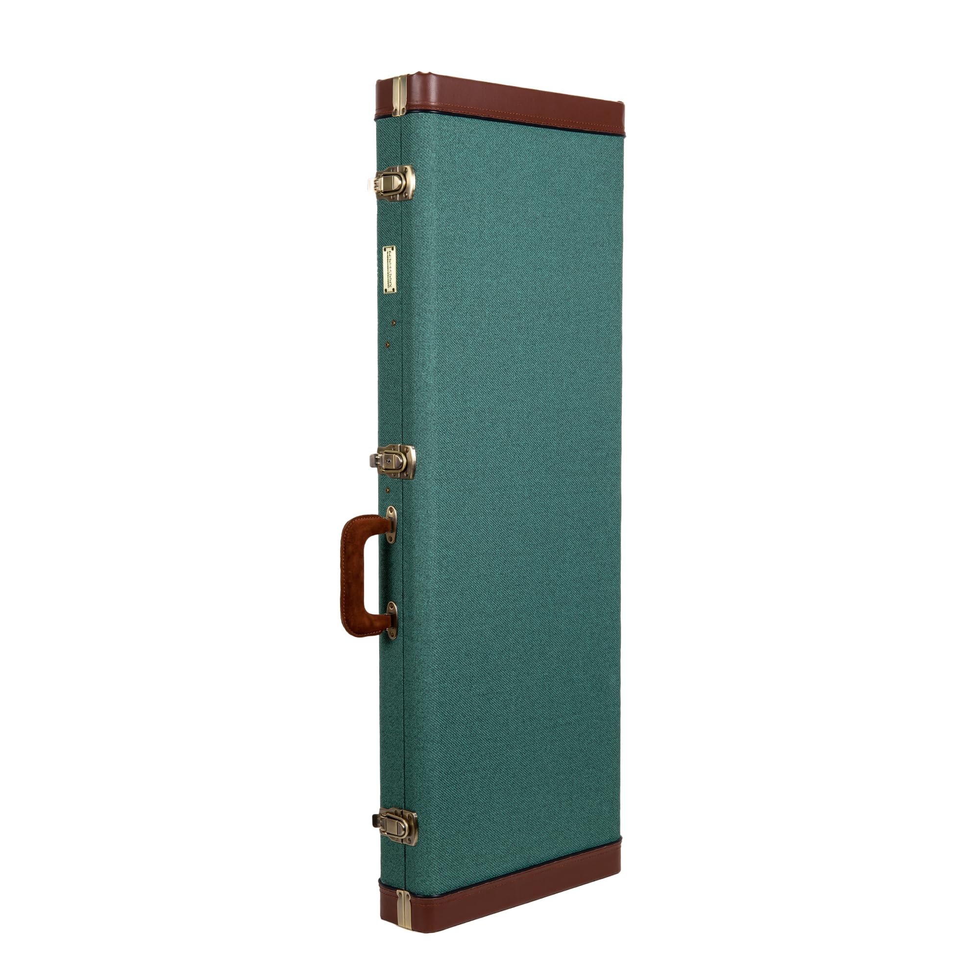Crossrock Master Series Electric Guitar Case for Fender Stratocaster & Telecaster | Malachite Blue Tweed Exterior, Re-Engineered Wooden Shell, Leather Handle(CRW720EMB)