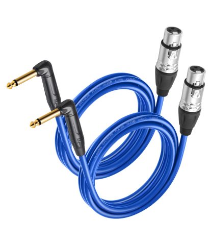 HUALEU 2Pack XLR Female to 1/4 TS Right Angle,6.35mm Mono 1/4 TS Right Angle to 3Pin XLR Female Audio Cable,20AWG 6N OFC+Silver Plated HI-END Audio Cable-6Feet