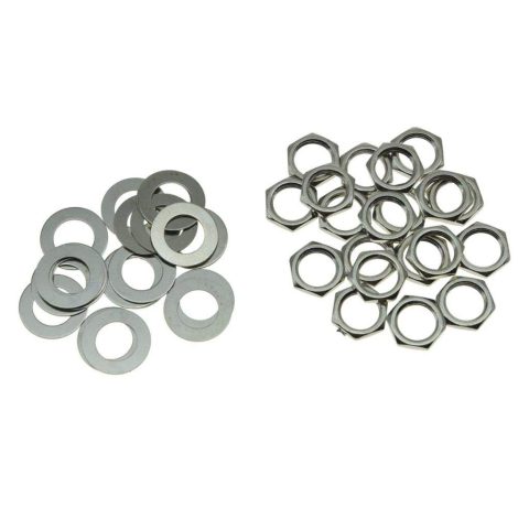 KAISH 20pcs US Thread 3/8″ Guitar Pots Nuts Potentiometer Hex Nut and Washers for CTS Pots & Switchcraft Jacks Nickel