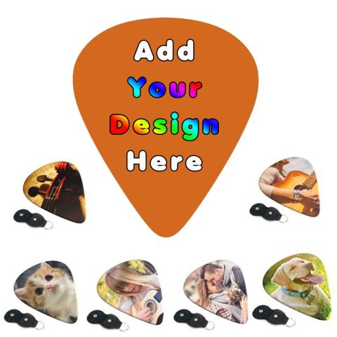 PLKIUYT Personalized 6 Pack Guitar Picks Custom Guitar Accessories Gifts Two-Side Print Add Your Picture Logo Text for Dad, Electric Guitar Players, Friends, Chocolate, 0.96mm