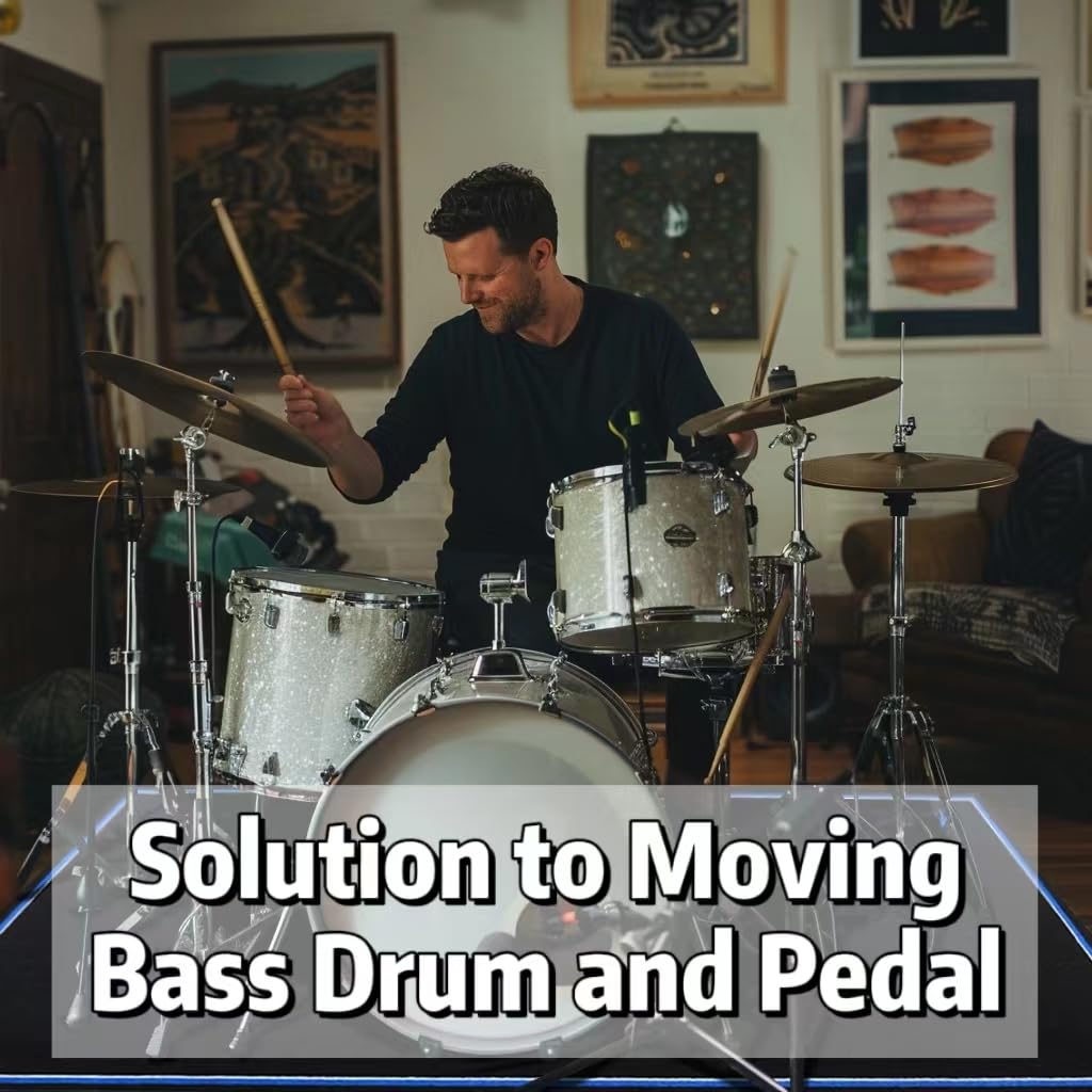 Aucuda Drum Mat, 6×6.6 ft Soundproof Drum Rug with Non-Slip Grip Bottom, Great Gift for Drummers