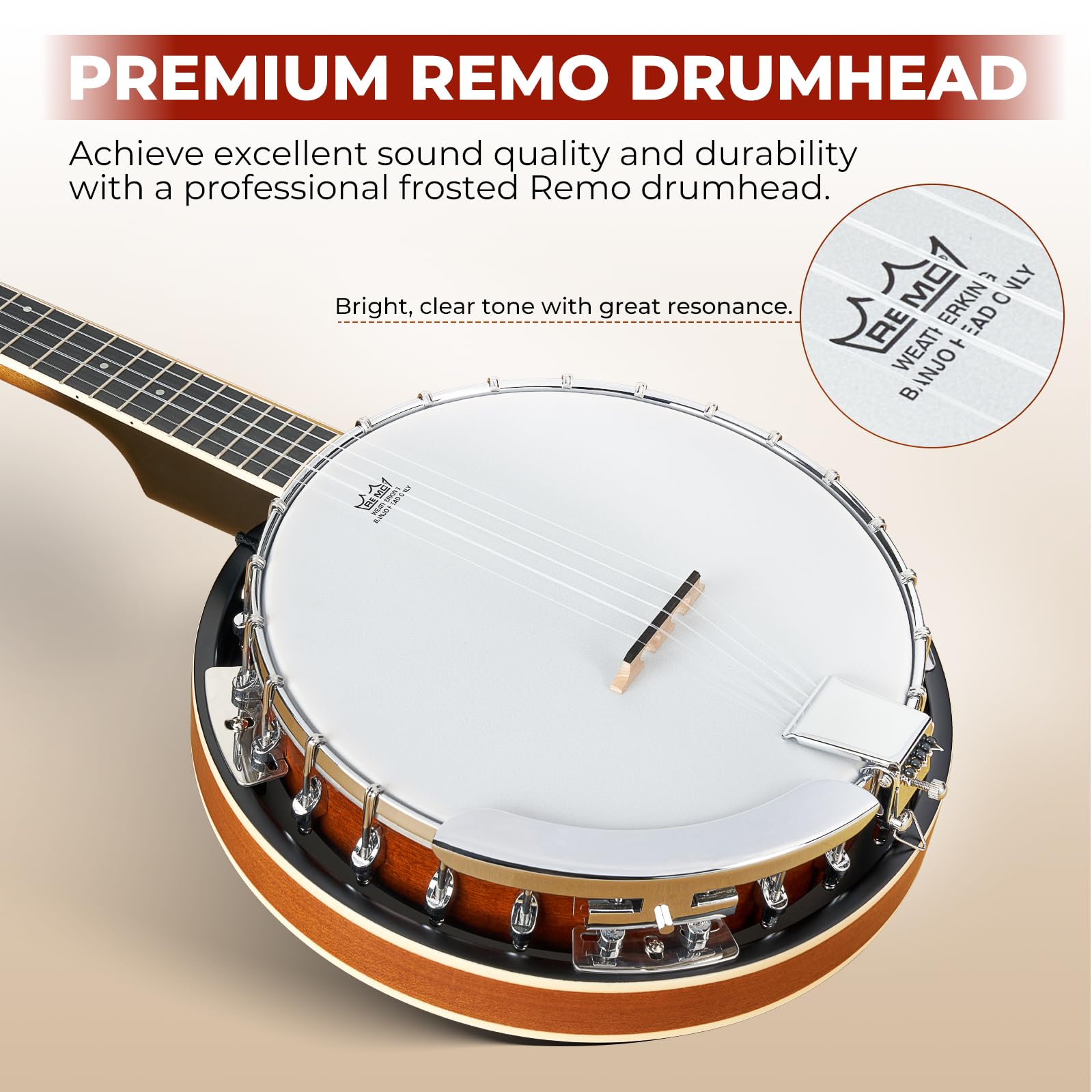 Vangoa NYLON Banjo 5 String Kit, 38 Inch Full Size Banjo with Nylon Strings with Gig Bag, Premium Accessories Outfit, Starter Kit for Beginners Adults Teens, Brown