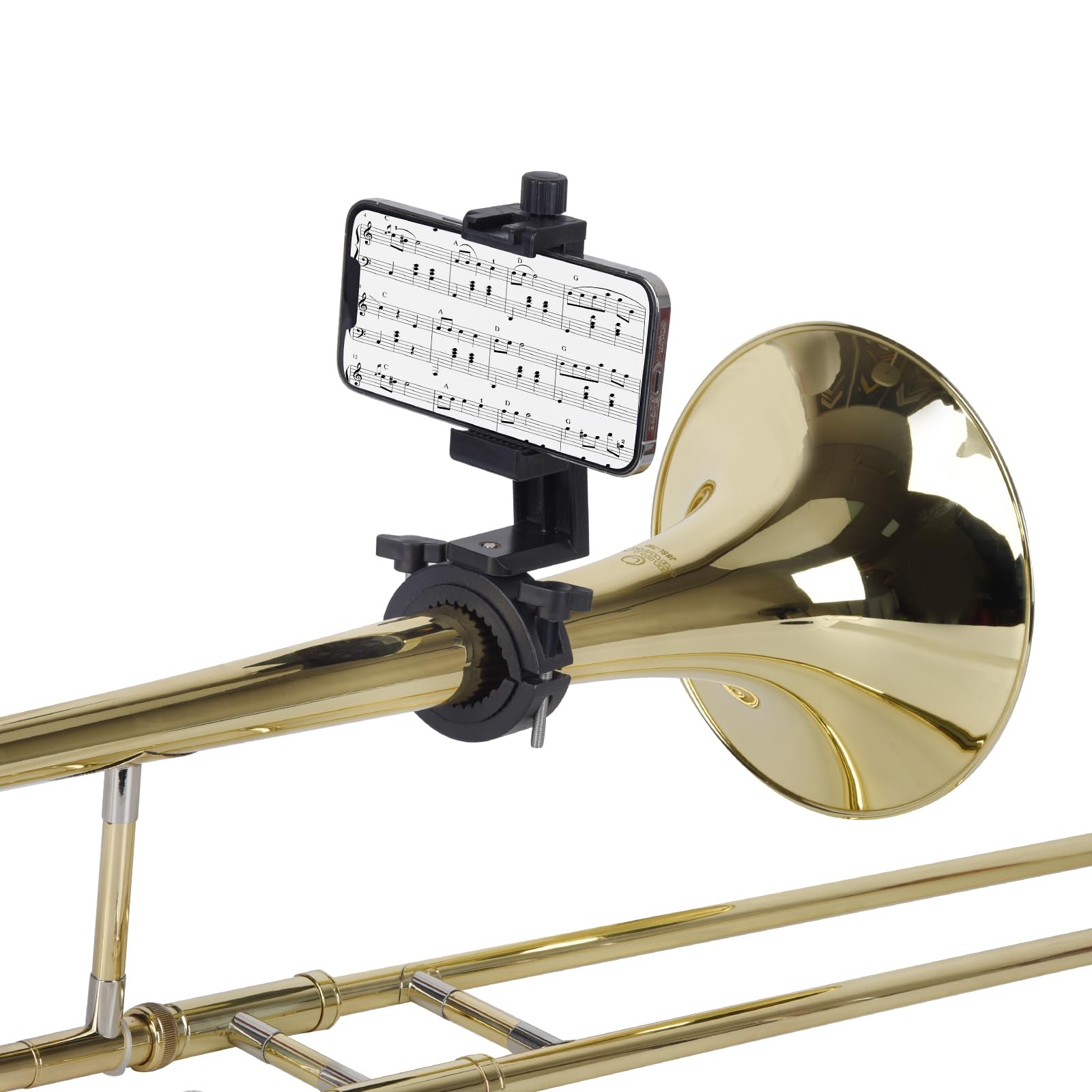 Adjustable Trombone Phone Lyre,1.5”-2.5” Low Brass Lyre for Trombone, Mellophone,- Fits of 99.9% of Smartphones