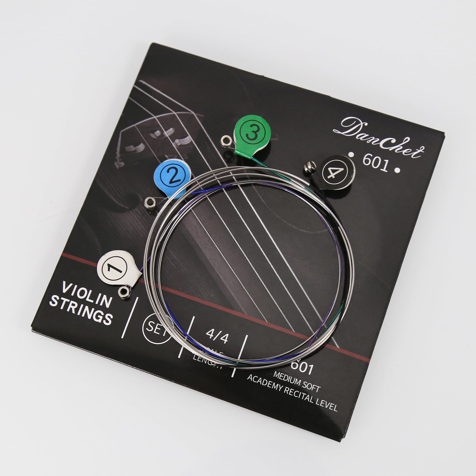 Danchet Violin Strings 4/4 Full Set Academy Performance Grade, Ball End, Medium Soft Wound 601 (Includes E, A, D, G Strings) – Reliable, Affordable Violin Replacement…