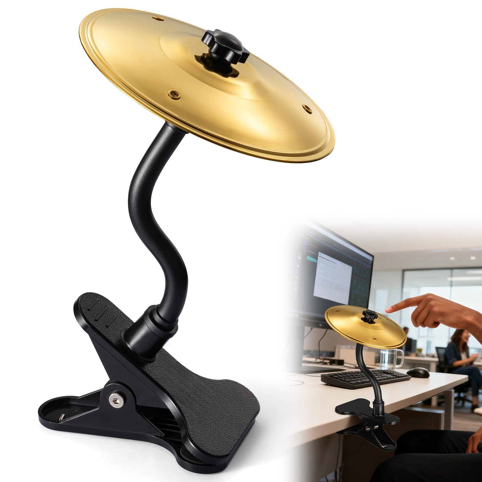 Facmogu Desktop Crash Cymbal, Sturdy Flexible Support Rod, Mini Drum Gadget
