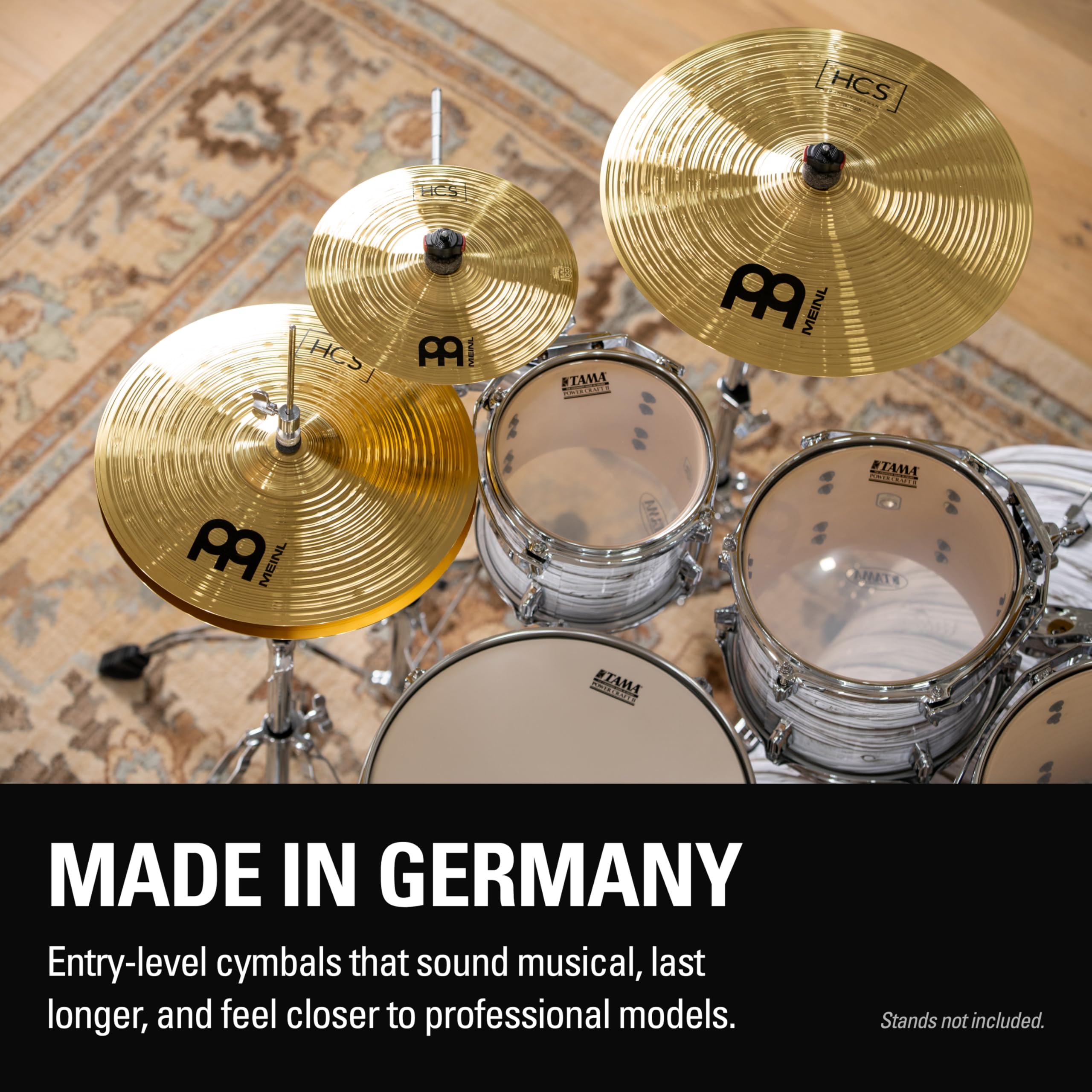 Meinl Cymbals Super Set Box Pack with 14” Hihats, 20” Ride, 16” Crash, 18” Crash, 16” China, and a 10” Splash – HCS Traditional Finish Brass – Made In Germany, 2-YEAR WARRANTY (HCS-SCS)
