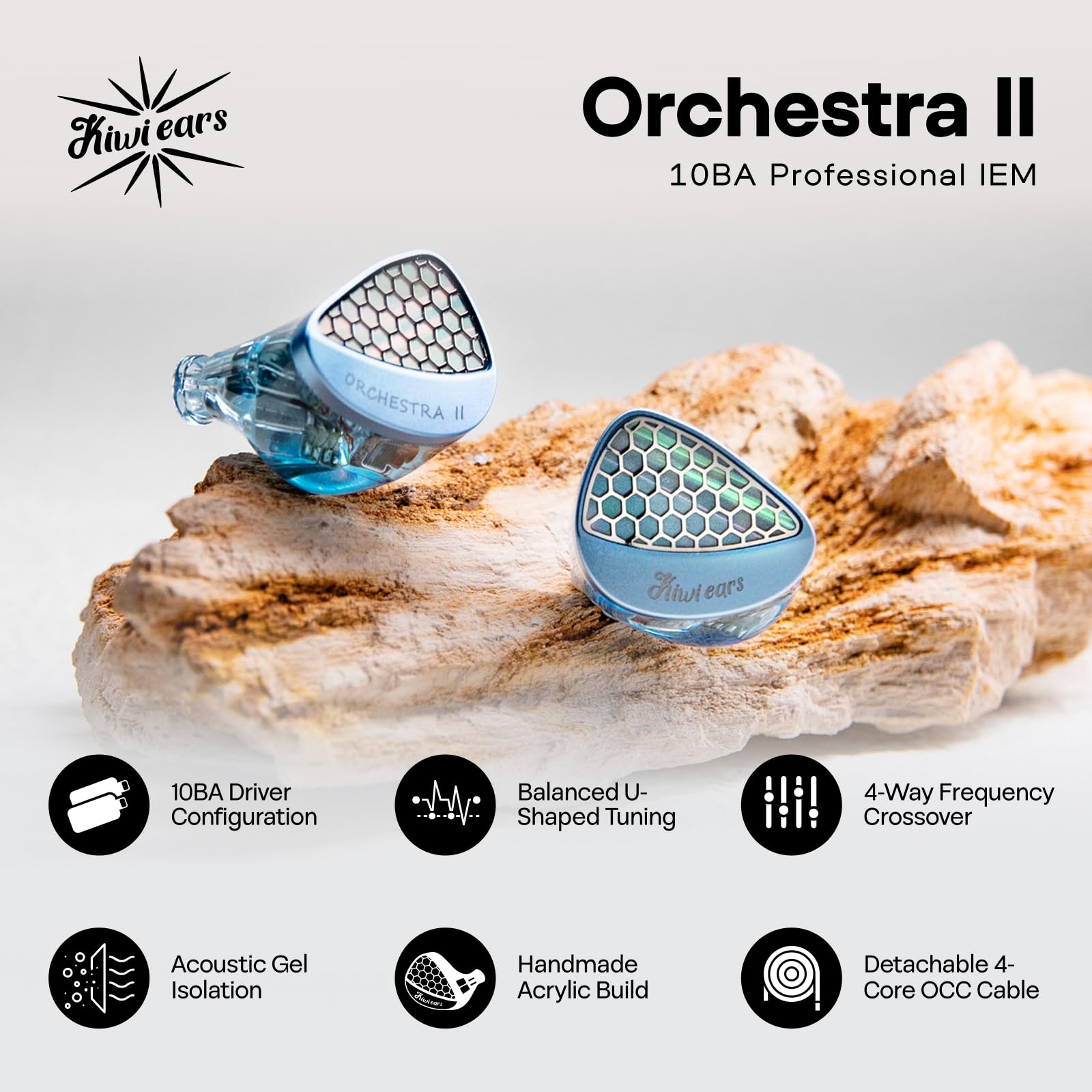 Linsoul Kiwi Ears Orchestra II 10BA Professional HiFi Wired IEM Earbuds
