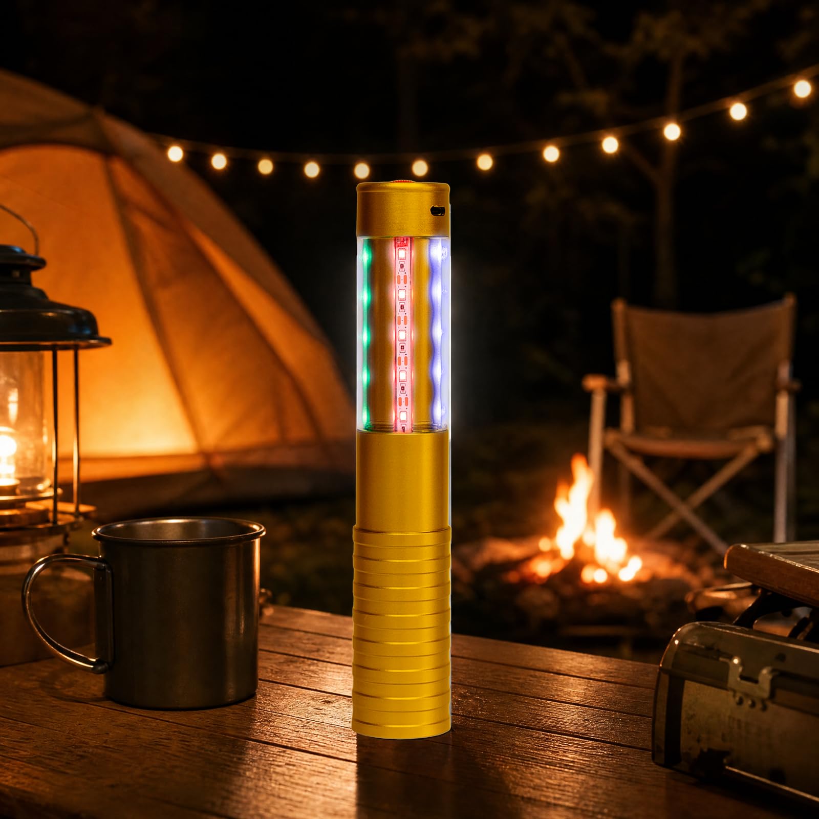 Strobe Bottle Girl Lights LED Bottle Service Lights Baton Reusable Rechargeable Service LED Champagne 2 Pcs for Bar Club Birthday Weddings Parties (Gold PC-Abs Colored Light 2Pcs)