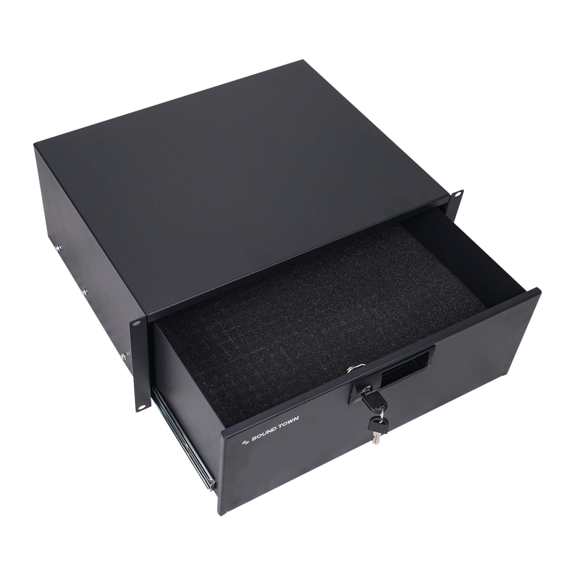 Sound Town 19-inch 4U Locking Rack Drawer, with Protection Foam (STRD-4D)