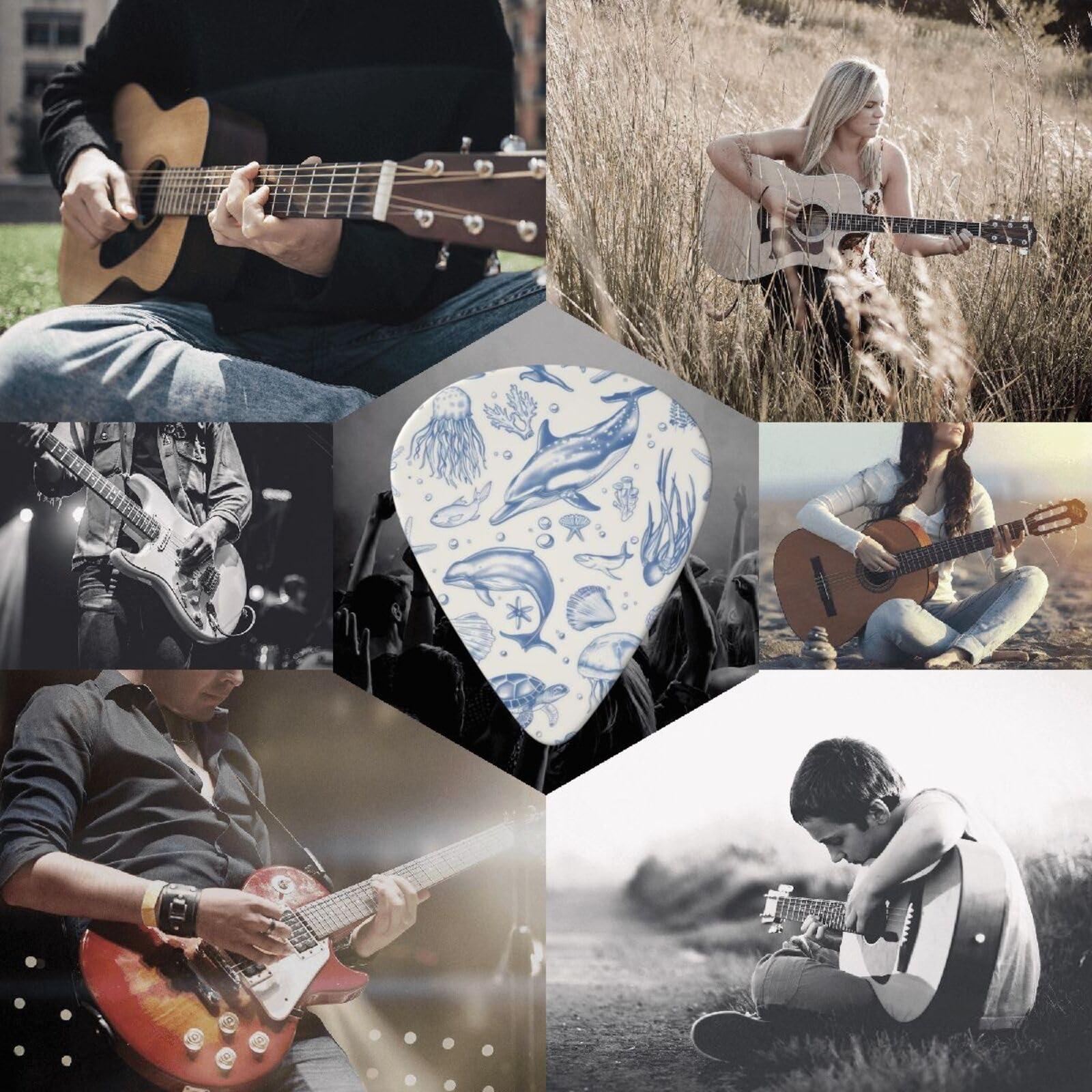 KWSAAHU 0.46mm Thin Guitar Picks – Retro Marine Animal