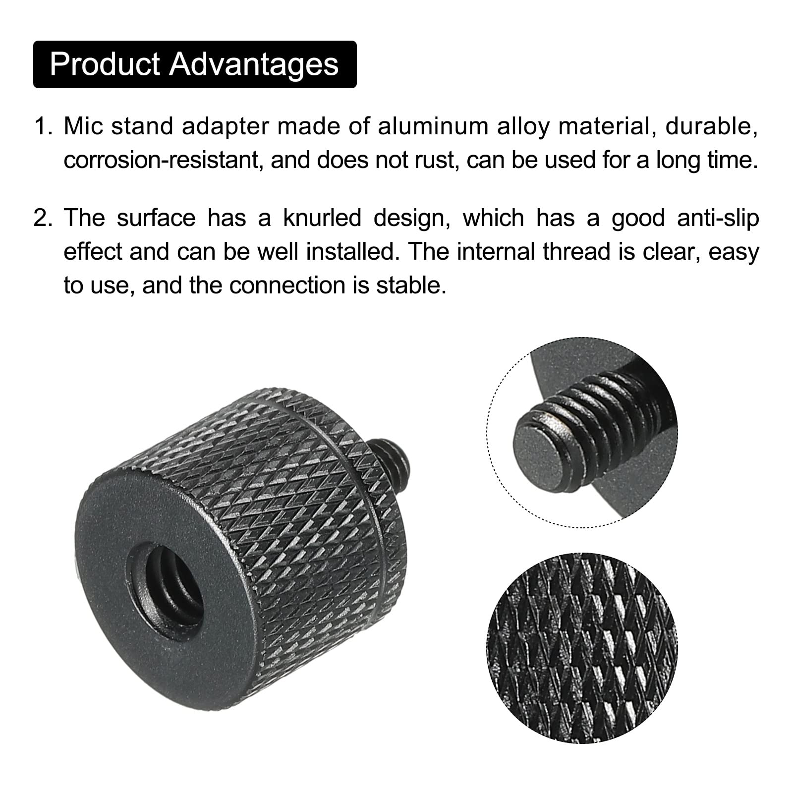 MECCANIXITY Mic Stand Adapter 1/4 Female x M4 Male Camera Screw,Black 2 Pcs