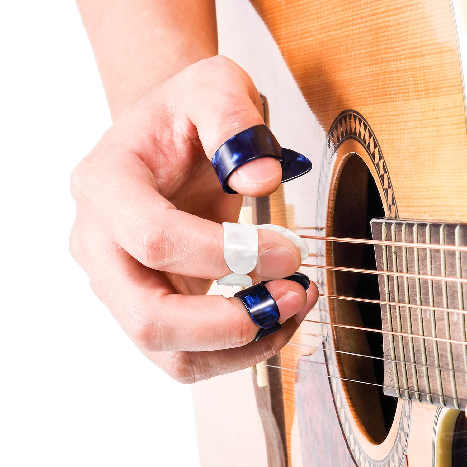 Frienda 12 Pcs Guitar Finger Picks Thumb Picks Gift Set for Acoustic Guitar