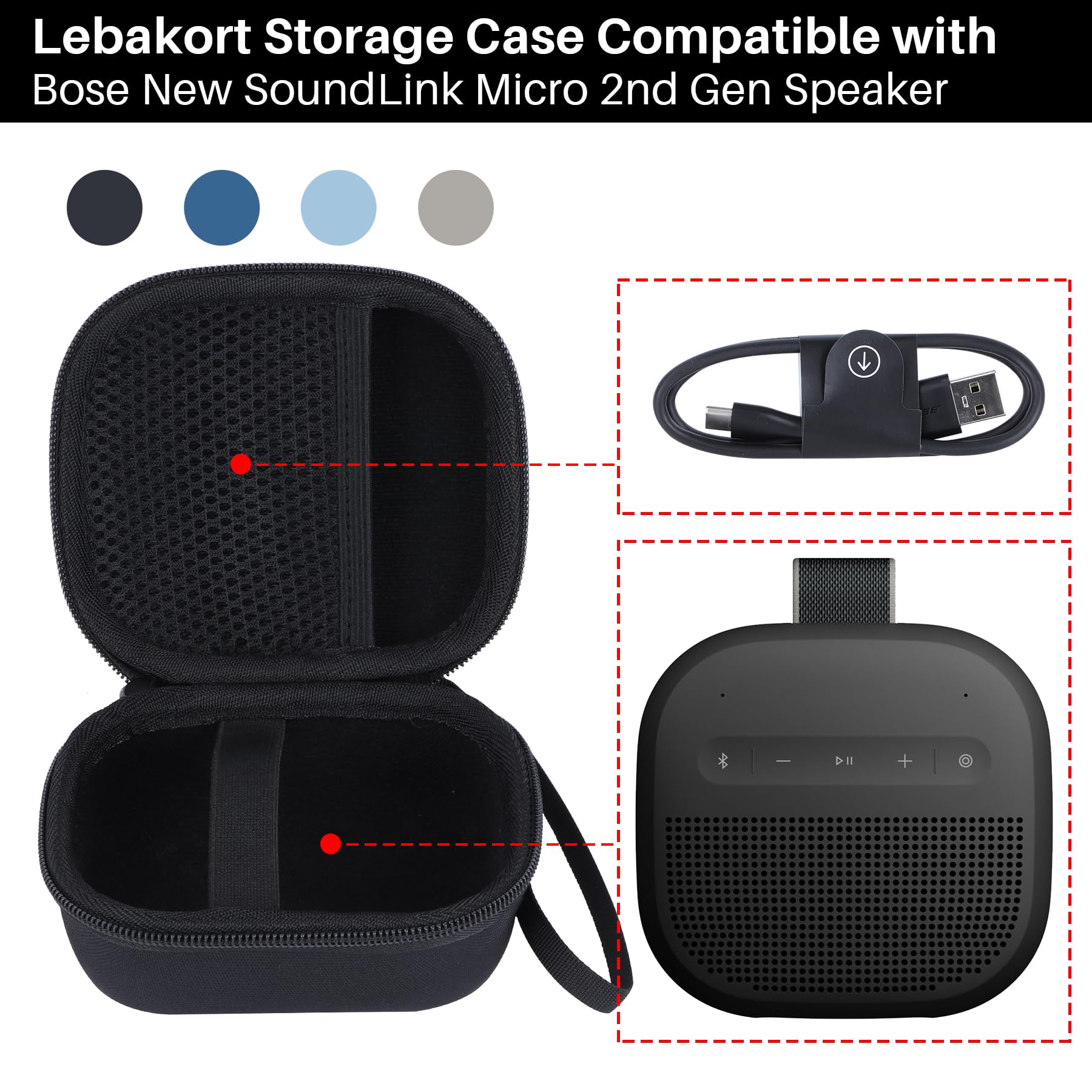 Lebakort Storage Case Compatible with Bose New SoundLink Micro 2nd Gen Speaker (Light Blue Case)