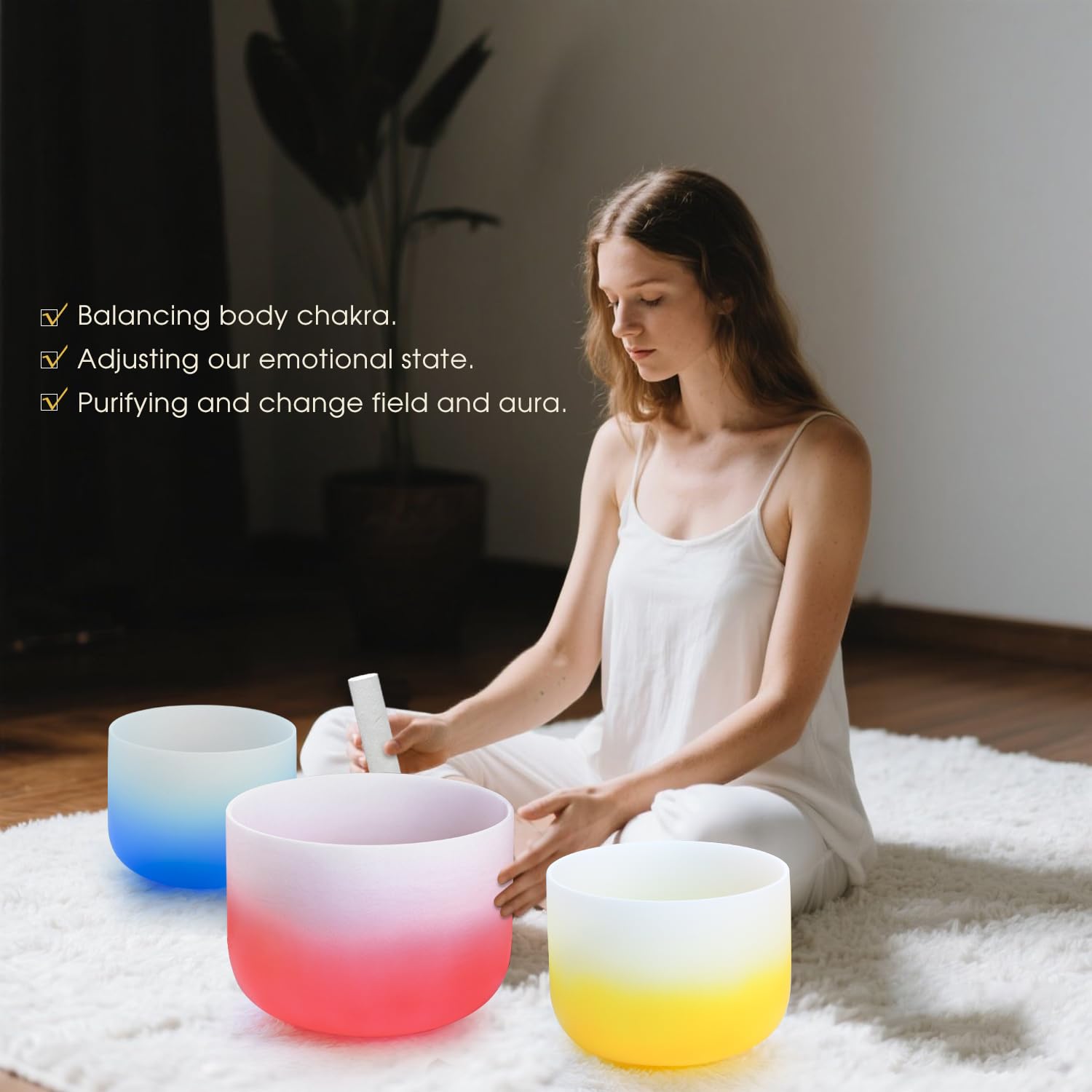 Lycrystal 432HZ PCS Aria Gradient Crystal Singing Bowl Set of 3,GEC Note