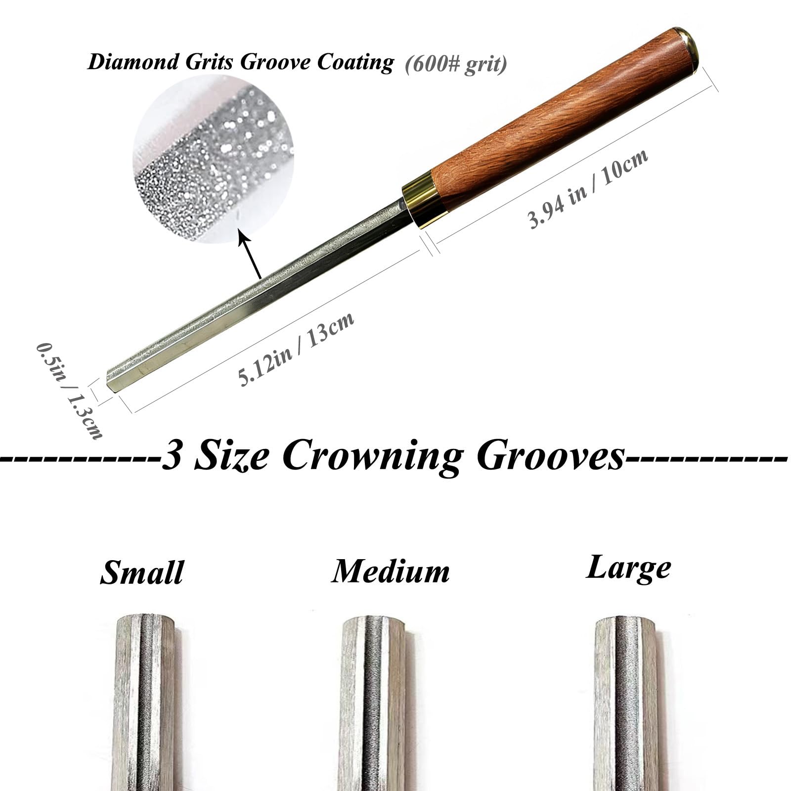 5th Generation Baroque Guitar Fret Crowing File with 3 Crowning Grooves, Guitar Fret Crown Dressing File & Luthier Tool for Repair Guitars, Ukuleles, Bass, Banjo