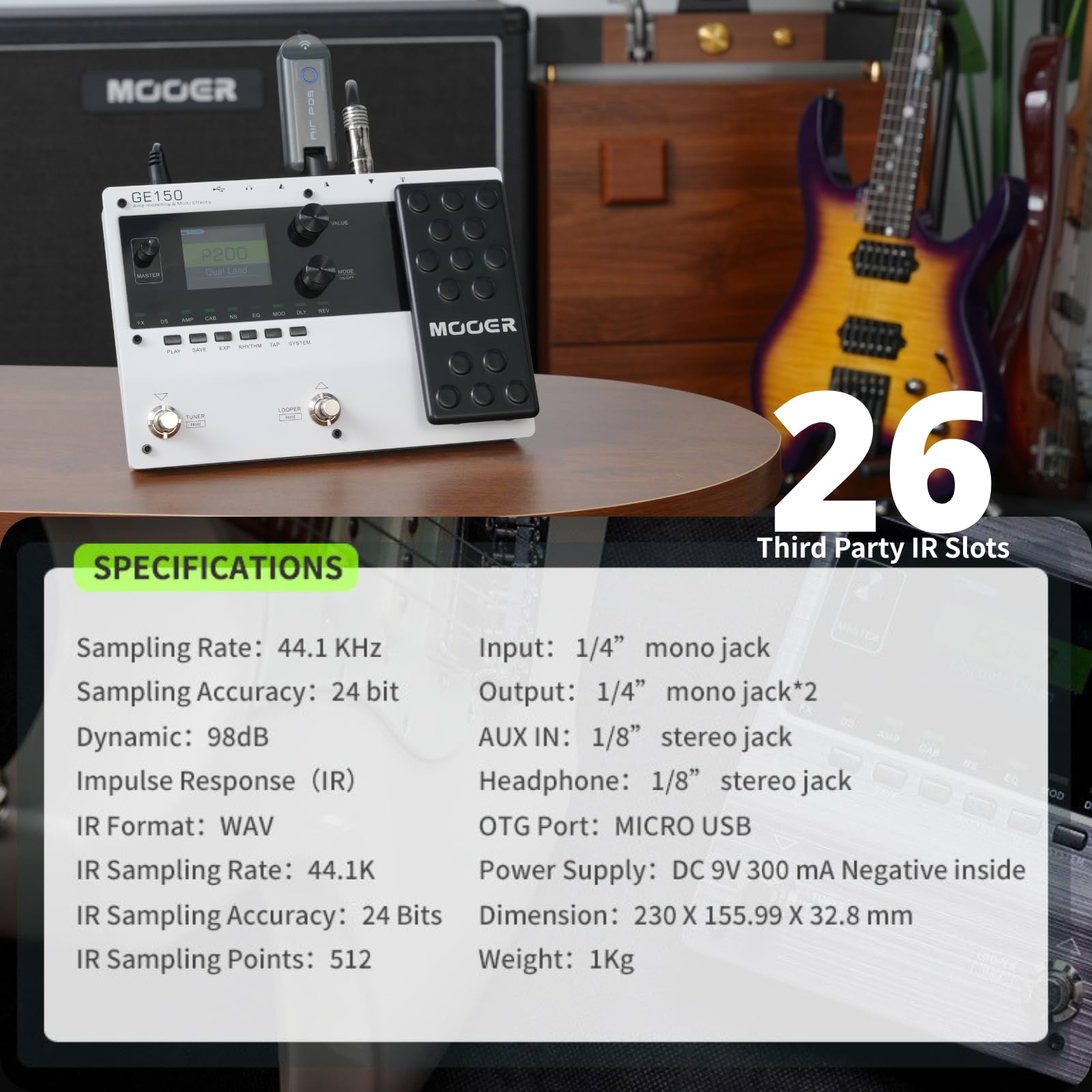 MOOER GE150 White Portable Guitar Multi Effects Pedal