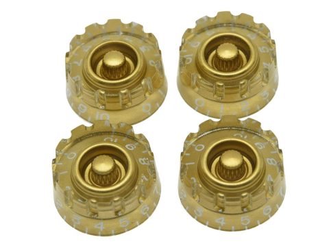 Dopro Set of 4 Gold Knurled Metric LP Guitar Speed Dial Knobs Control Knobs for Epi Les Paul/Import Guitar Bass w/Coarse 5.8mm Split Pots