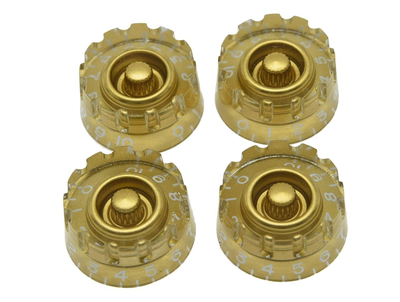 Dopro Set of 4 Gold Knurled Metric LP Guitar Speed Dial Knobs Control Knobs for Epi Les Paul/Import Guitar Bass w/Coarse 5.8mm Split Pots