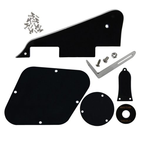 FLEOR 3Ply Black Pickguard Back Plate Screws Set & Switch Ring & Bracket Fit LP Style Guitar Pickguard Replacement