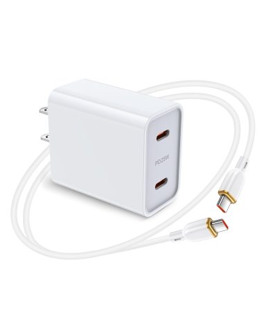 iPhone 17e 16e Type C Charger Fast Charging for Apple 17 Pro Max/17Pro/Air/17/16e/16 Pro Max/16Pro/16Plus/16/15Pro Max/15 Pro/15Plus/15, 25w Dual USB-C Charger Block and Cable for Galaxy S26 S25 S24
