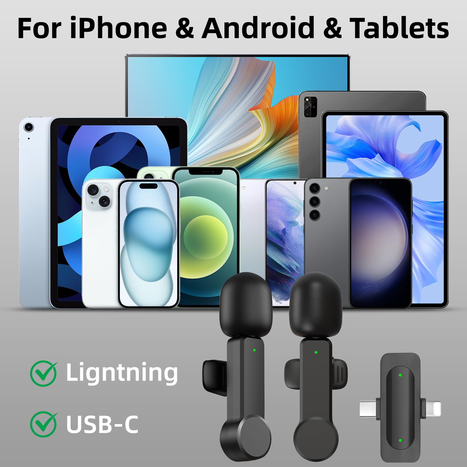 NPTCL Wireless Mini Microphone for iPhone PC, USB Type C Lavalier Lapel Mic