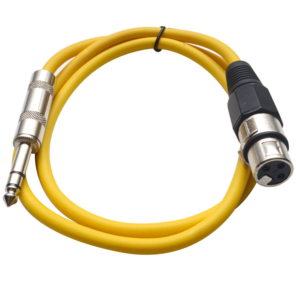 Seismic Audio – SATRXL-F2 – Yellow 2′ XLR Female to 1/4″ TRS Patch Cable