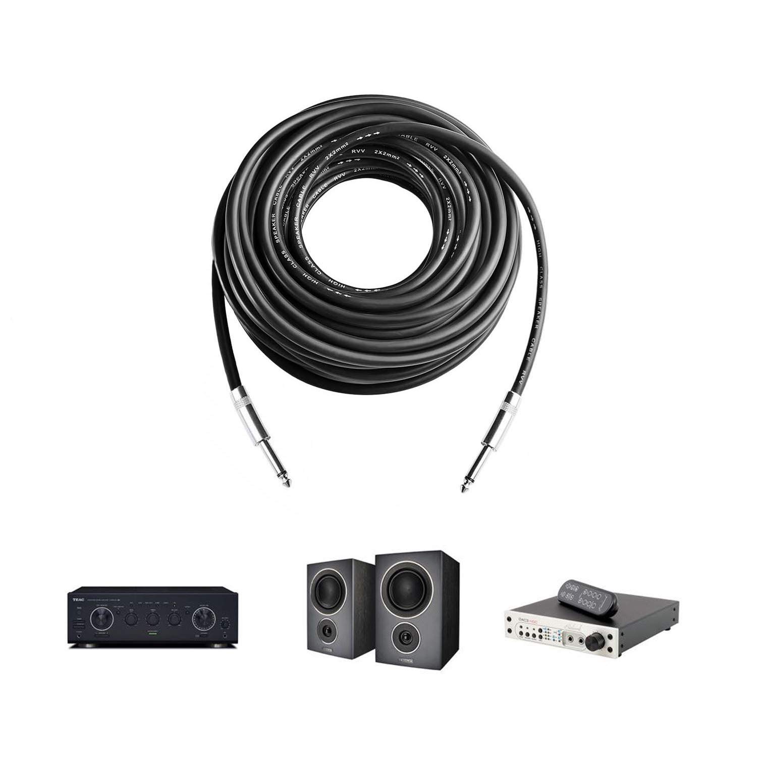 Yoico 4Pack 25ft 12AWG 2-Conductor 1/4″ TS Cable Heavy Duty Audio Amp Cord