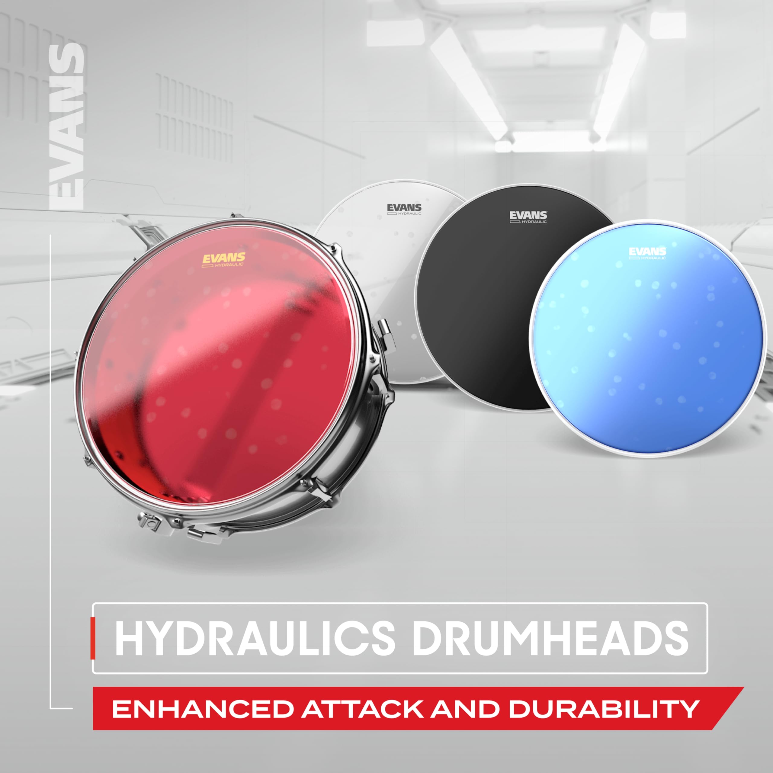 Evans Drum Heads – Hydraulic Red Tom Drumhead, 8 Inch
