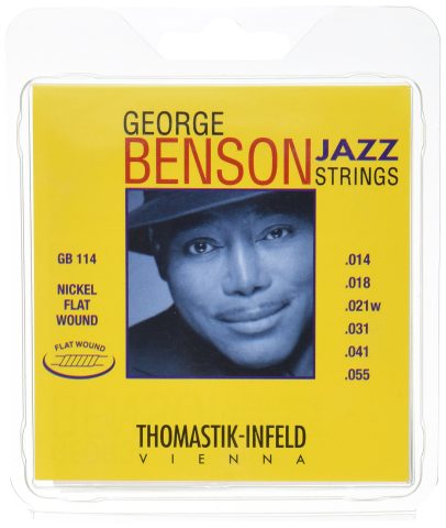 Thomastik-Infeld GB114 Jazz Guitar Strings: George Benson 6 String Set – Pure Nickel Flat Wounds E, B, G, D, A, E Set