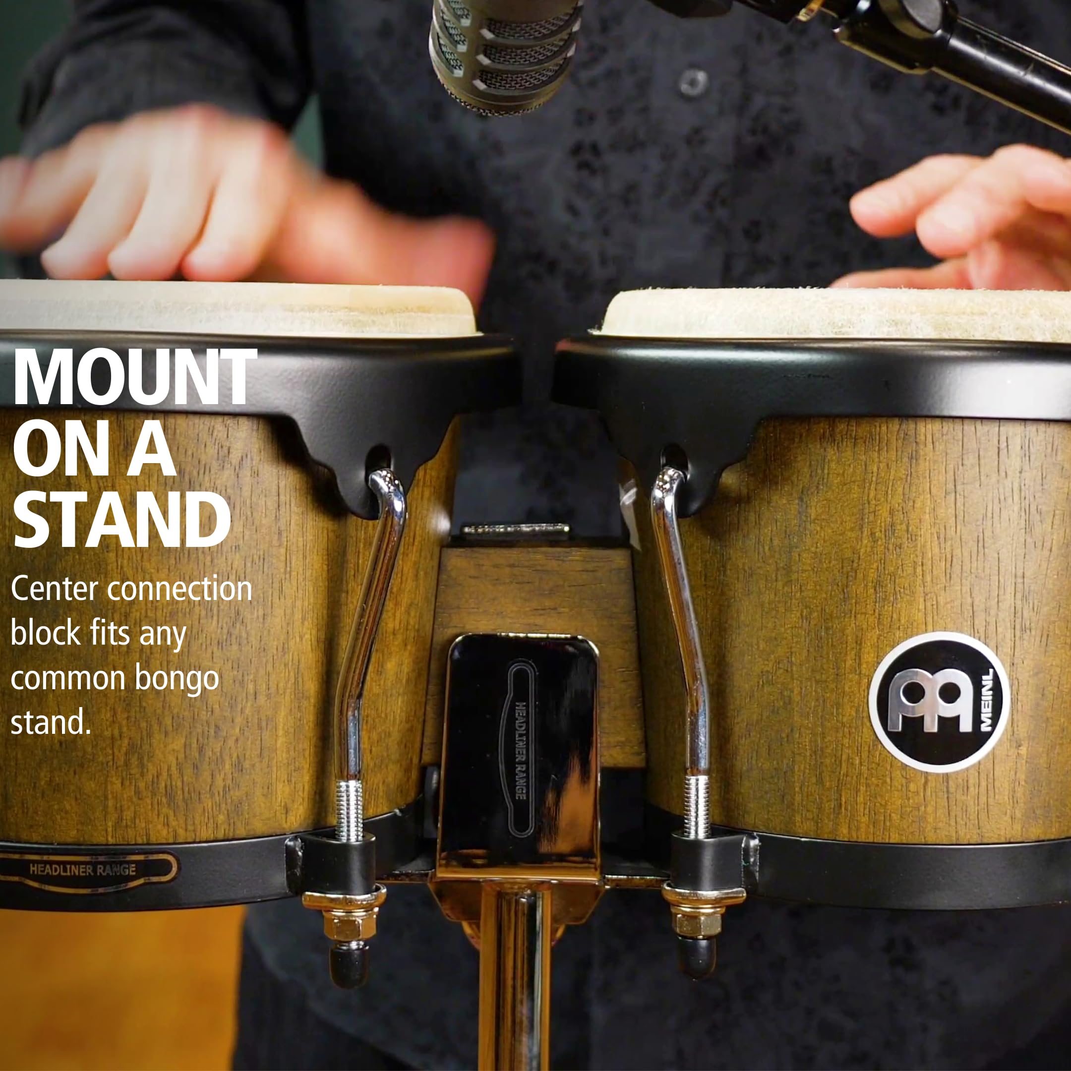 Bongos with Rubberwood Stave Shells, Headliner Series — NOT MADE IN CHINA — Natural Buffalo Skin Heads, 2-YEAR WARRANTY