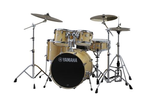 Yamaha Stage Custom Birch 5pc Drum Shell Pack With a 22″ Kick Drum and 14” Snare Drum in Natural Wood For Students and Working Drummers (SBP2F50NW)