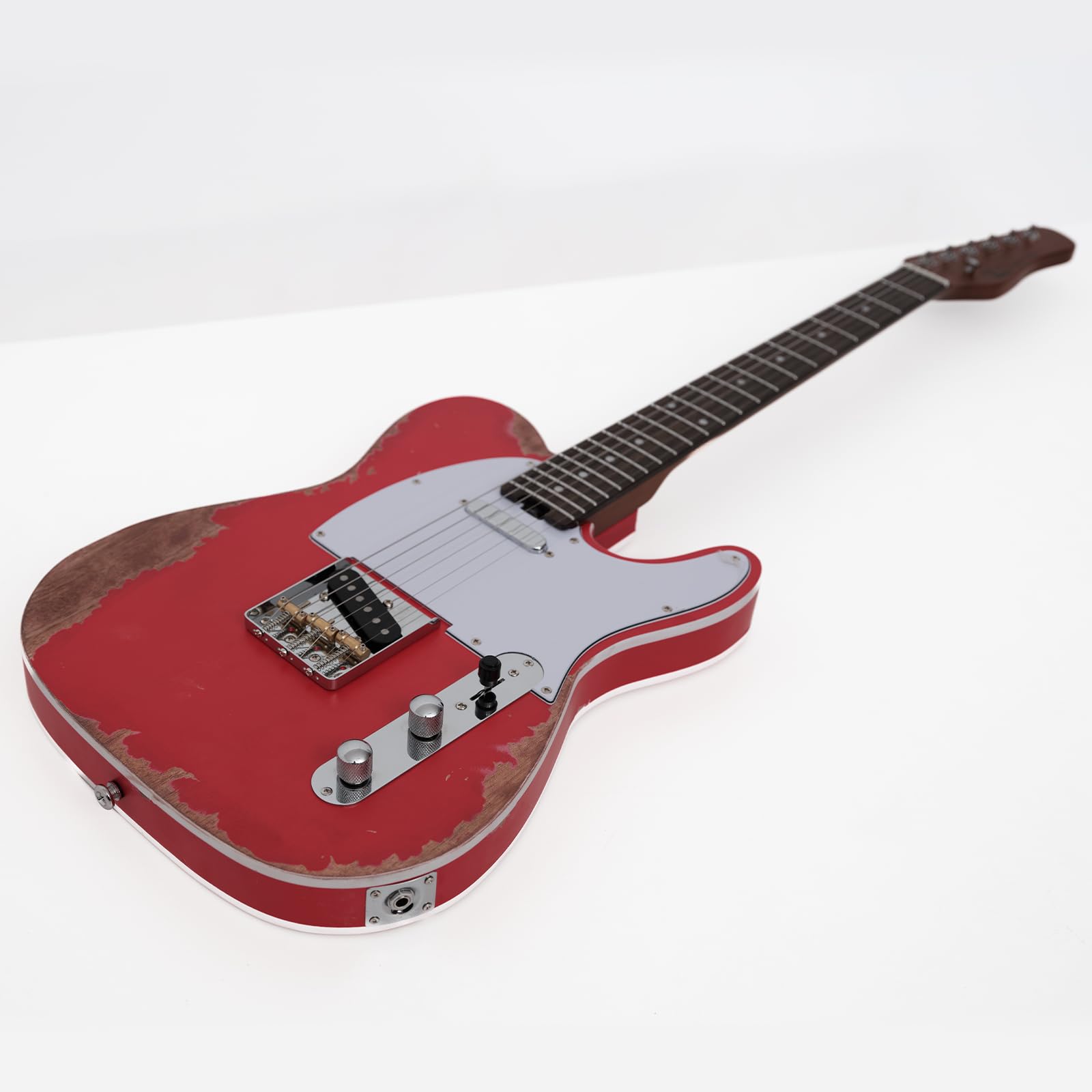 KGD Relic electric guitar mahogany body carbonized maple neck rosewood fretboard 6-string solidbody electric guitar S-S pickupsbrass barrel saddle bridge (Fiesta Red)