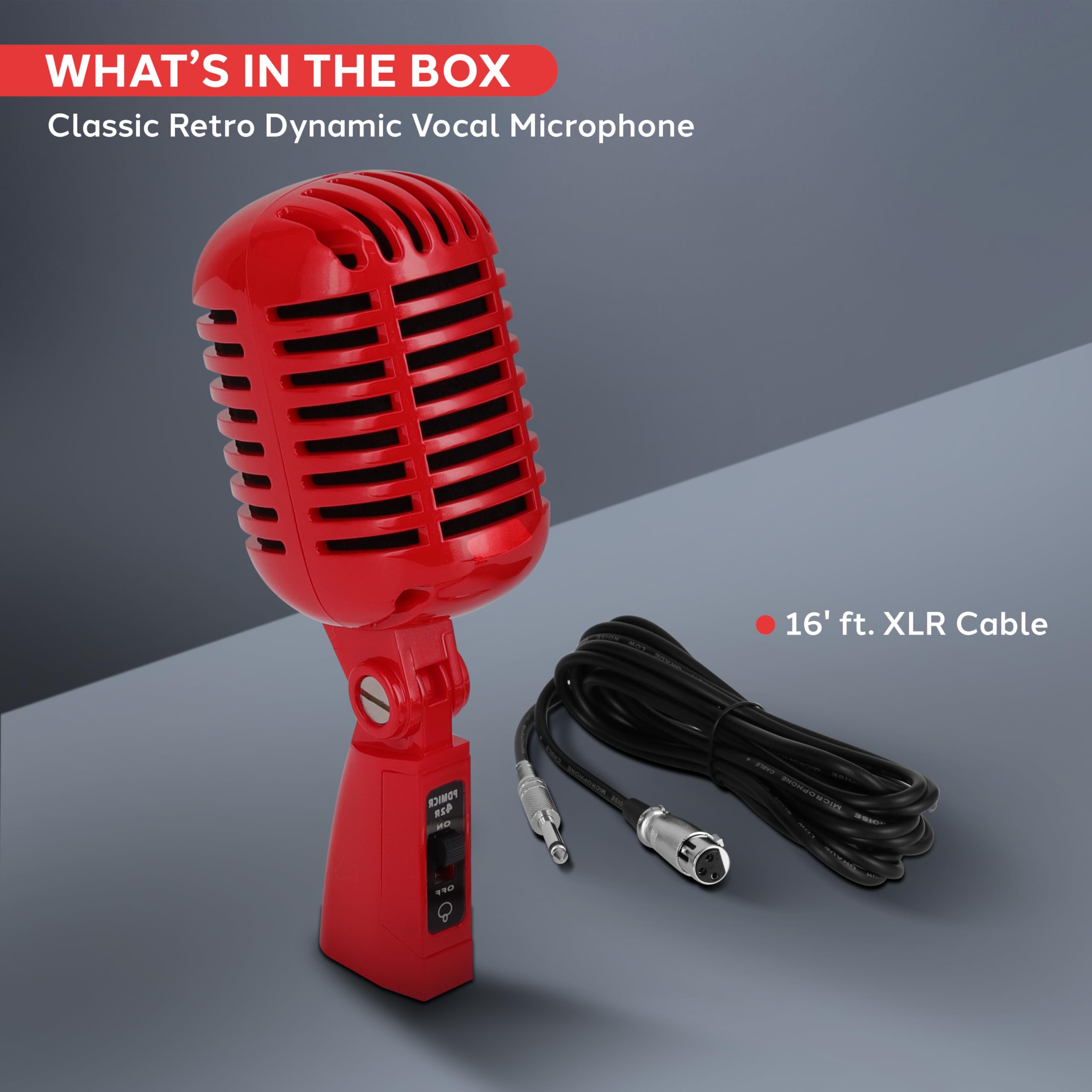 Pyle Retro Dynamic Microphone | Vintage XLR Mic with Stand Mount