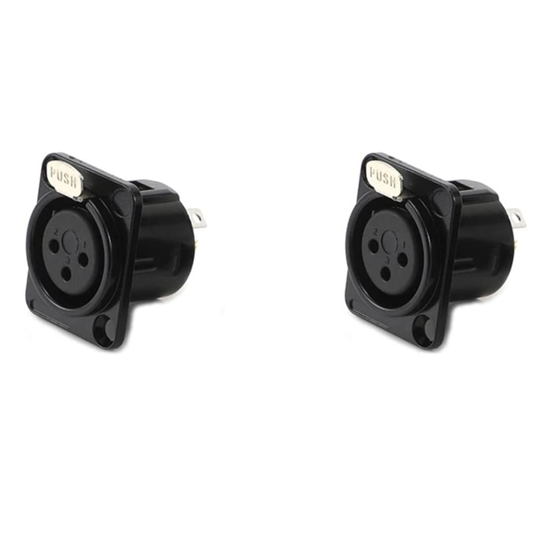 QLXHBOT XLR Female Jack 3 Pin Panel Mount Jacks, XLR Female Socket Connector Audio Studio,Black Metal Housing 6Pcs
