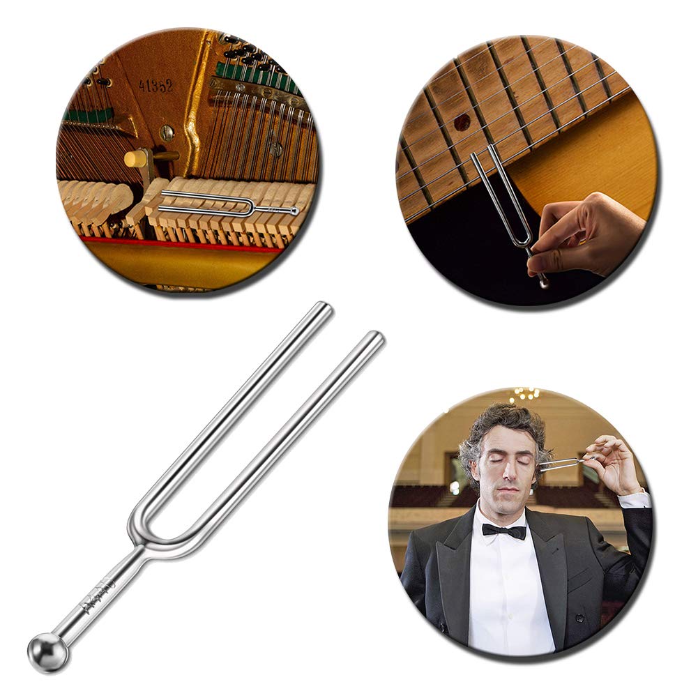 S-Mechanic Tuning Fork, 3 Pack A440Hz Tuning Fork – Standard A 440 Hz Violin Guitar Tuner Musical Instrument with Silicone Hammer