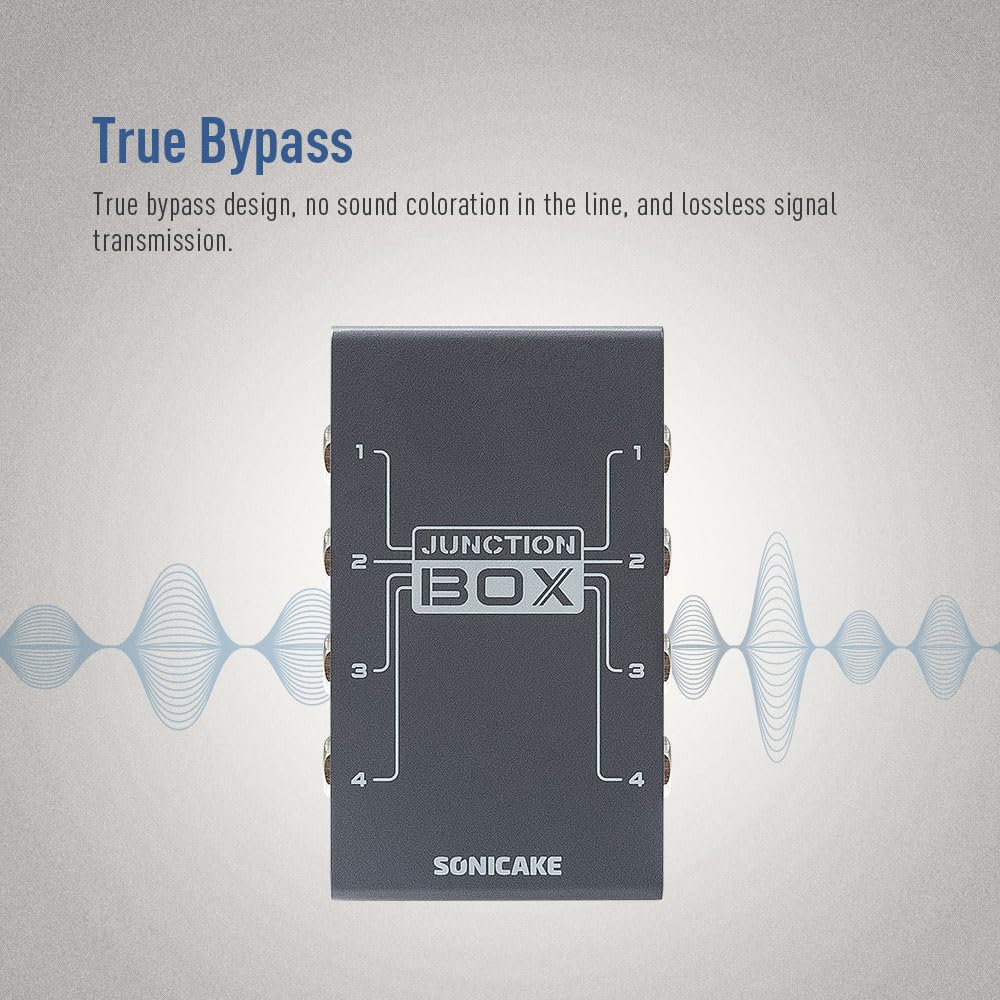 SONICAKE Junction Box – TRS Stereo 4 Channels Organization Line Guitar Bass Effects Pedal, True Bypass