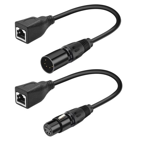 SiYear XLR 5 pin RJ45 Adapter Cable-XLR 5 Pin Male & 5 Pin Female to RJ45 Female DMX Ethernet Adapter Converter Cable(1SET/ 2PACK)