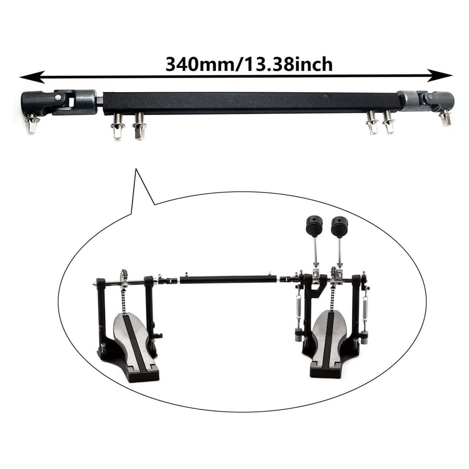 TUOREN Double Kick Drum Pedal Drive Shaft Steel Bass Drum Pedal Linkage Connector Arm for Drum Kit Percussion Instrument Parts (Red)