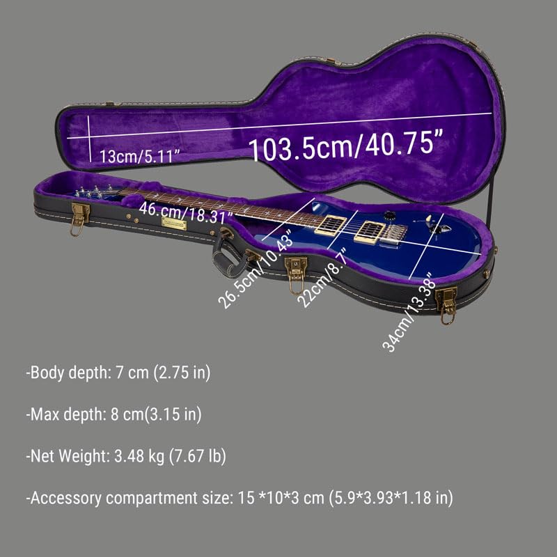 Crossrock PRS SE Standard solid body Guitar Case -Vintage Hardware, Sponge Lining, Metal Feet, Storage Space-Black (CRW520PRSEBK)